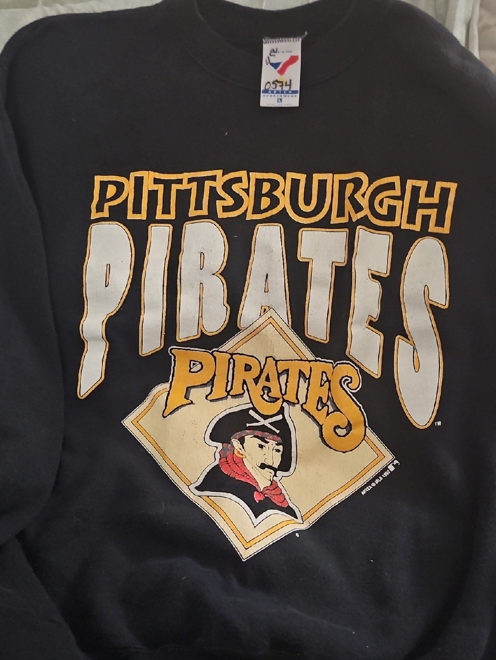 Vintage Pittsburgh Pirates Graphic Crewneck Sweater - Black/Gold 1992